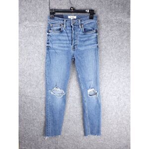 RE/DONE Ankle Crop Jeans Women's 26 Blue High-Rise Button Fly
